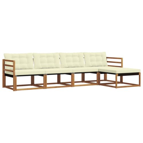 Комплект дивани за открито 5 pcs Натурален и Крема