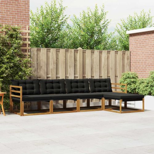 Комплект дивани за открито 5 pcs Естествено и черно