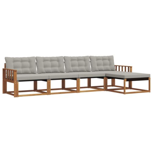 Комплект дивани за открито 5 pcs Естествено и светло сиво