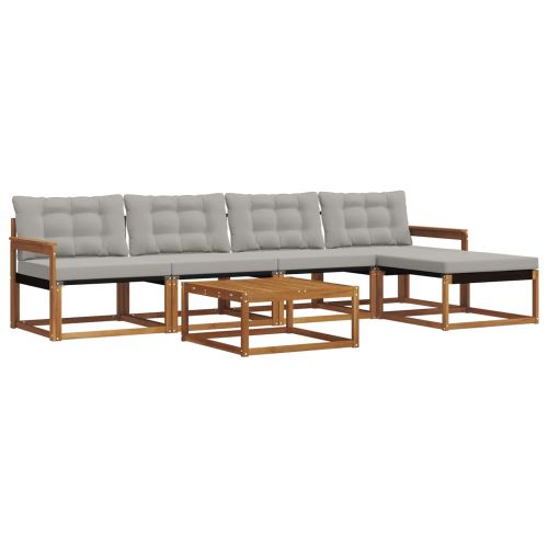 Комплект дивани за открито 6 pcs Естествено и светло сиво