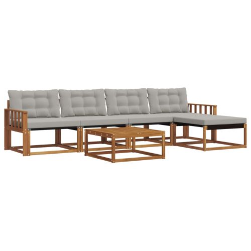 Комплект дивани за открито 6 pcs Естествено и светло сиво