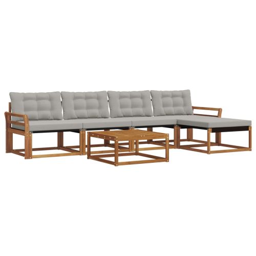 Комплект дивани за открито 6 pcs Естествено и светло сиво