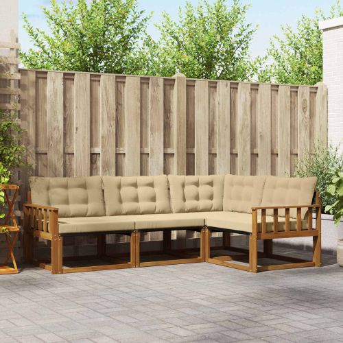 Комплект дивани за открито 4 pcs Натурален и Бежов