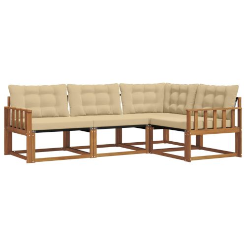 Комплект дивани за открито 4 pcs Натурален и Бежов