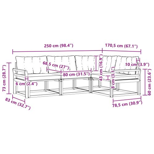 Комплект дивани за открито 4 pcs Естествено и черно