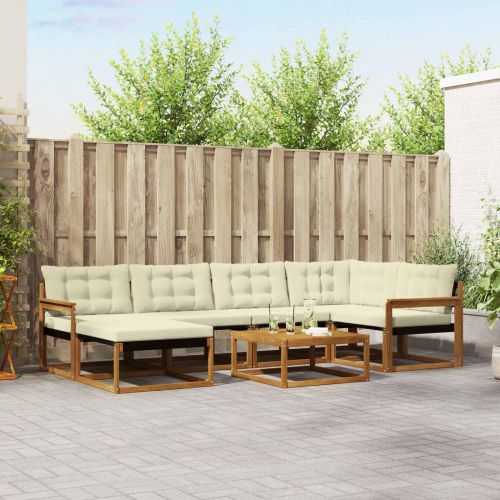 Комплект дивани за открито 19 pcs Натурален и Крема