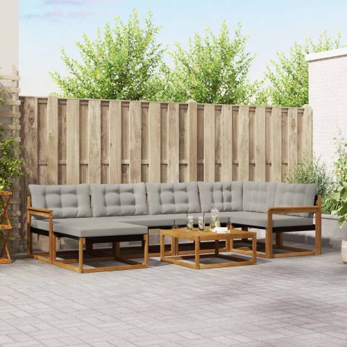 Комплект дивани за открито 7 pcs Естествено и светло сиво