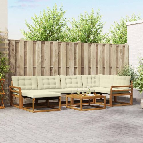 Комплект дивани за открито 19 pcs Натурален и Крема