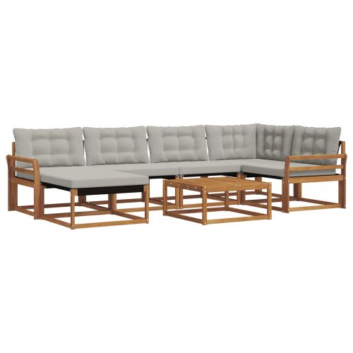 Комплект дивани за открито 7 pcs Естествено и светло сиво