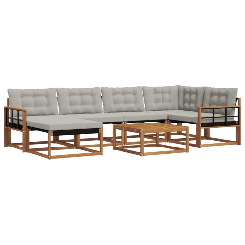 Комплект дивани за открито 7 pcs Естествено и светло сиво