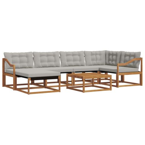 Комплект дивани за открито 7 pcs Естествено и светло сиво