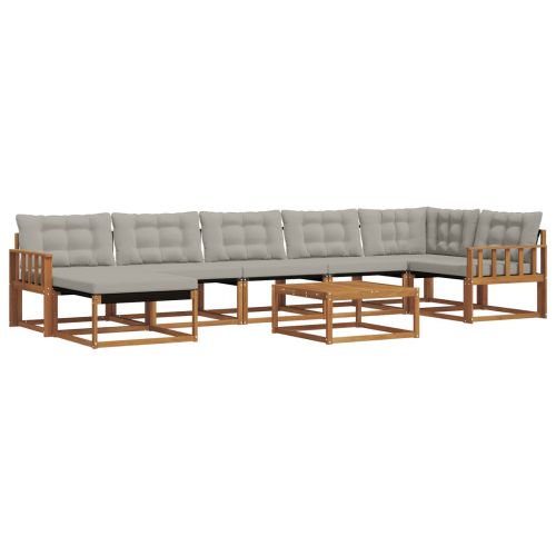 Комплект дивани за открито 8 pcs Естествено и светло сиво