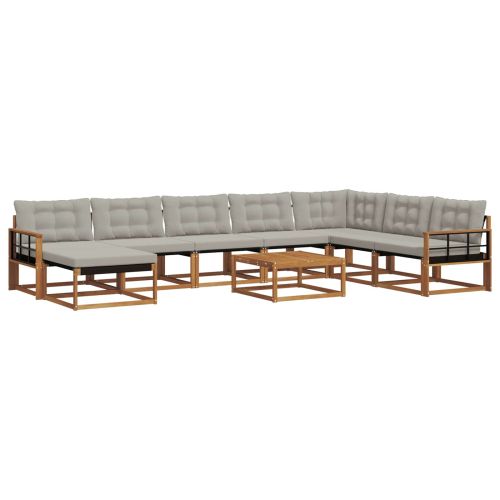 Комплект дивани за открито 9 pcs Естествено и светло сиво