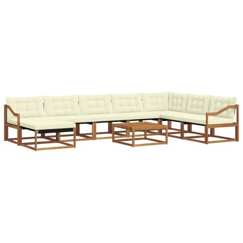 Комплект дивани за открито 9 pcs Натурален и Крема