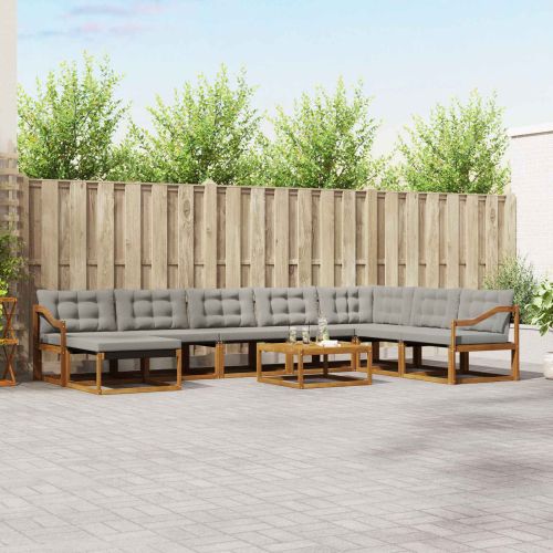 Комплект дивани за открито 9 pcs Естествено и светло сиво