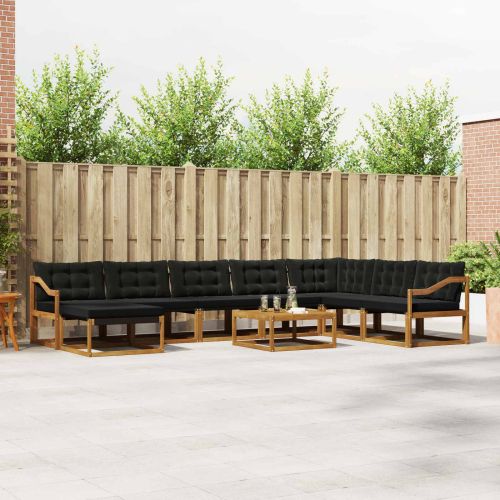 Комплект дивани за открито 9 pcs Естествено и черно