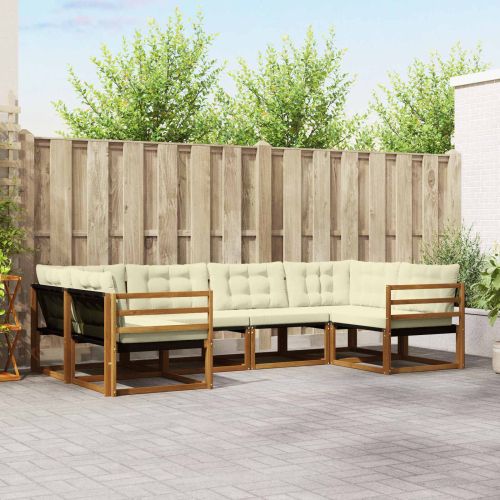 Комплект дивани за открито 6 pcs Натурален и Крема