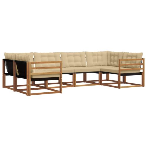 Комплект дивани за открито 6 pcs Натурален и Бежов