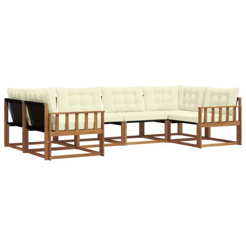Комплект дивани за открито 6 pcs Натурален и Крема