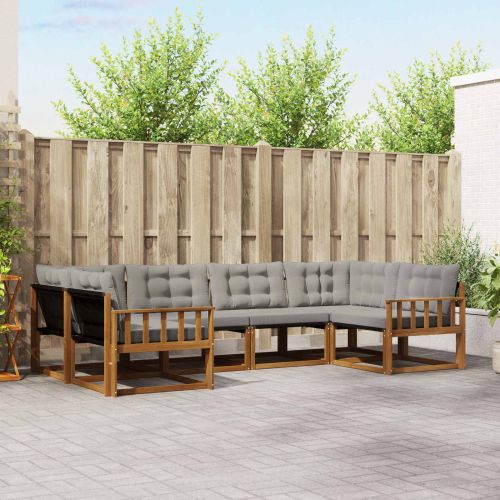 Комплект дивани за открито 6 pcs Естествено и светло сиво