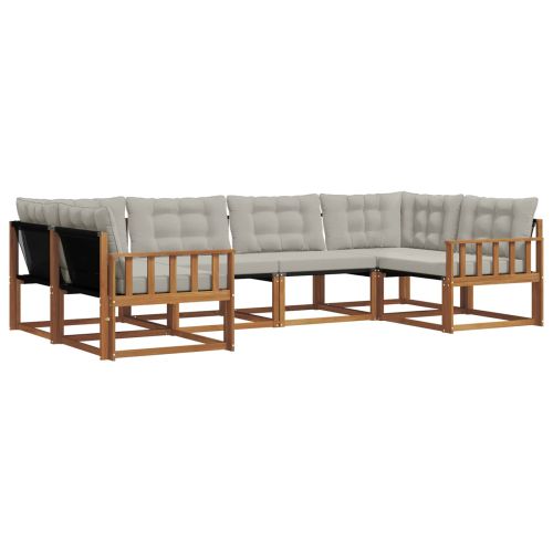 Комплект дивани за открито 6 pcs Естествено и светло сиво