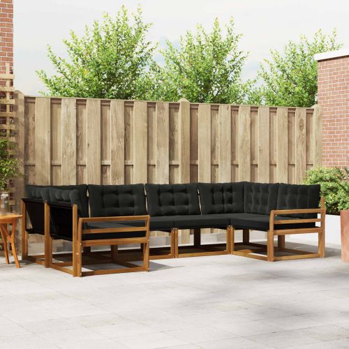 Комплект дивани за открито 6 pcs Естествено и черно