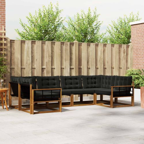 Комплект дивани за открито 6 pcs Естествено и черно