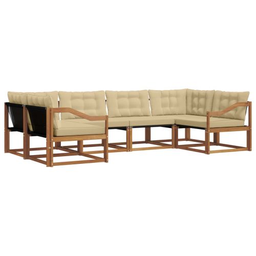 Комплект дивани за открито 6 pcs Натурален и Бежов