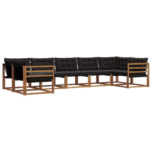 Комплект дивани за открито 7 pcs Естествено и черно