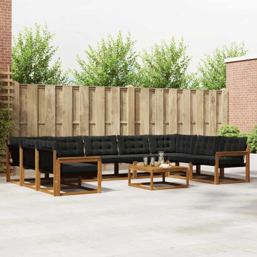 Комплект дивани за открито 10 pcs Естествено и черно