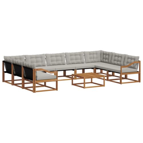 Комплект дивани за открито 10 pcs Естествено и светло сиво