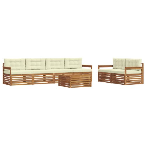 Комплект дивани за открито 7 pcs Натурален и Крема