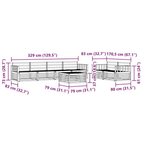 Комплект дивани за открито 7 pcs Естествен
