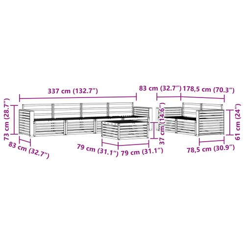 Комплект дивани за открито 7 pcs Естествен