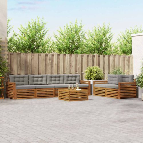 Комплект дивани за открито 7 pcs Естествено и светло сиво