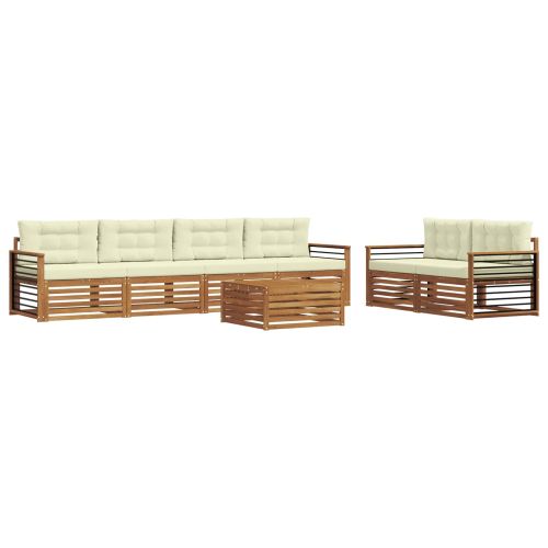 Комплект дивани за открито 7 pcs Натурален и Крема