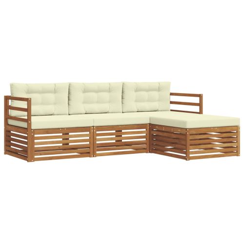 Комплект дивани за открито с възглавница Натурален и Крема