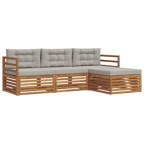 Комплект дивани за открито Естествено и светло сиво