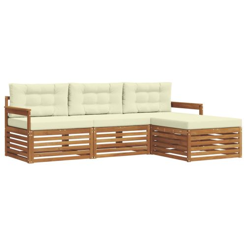 Комплект дивани за открито с възглавница Натурален и Крема