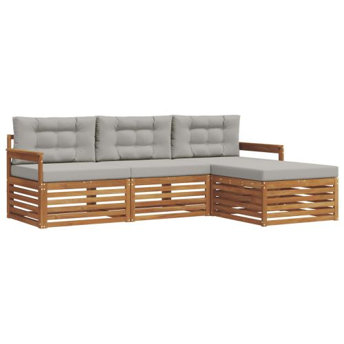 Комплект дивани за открито Естествено и светло сиво