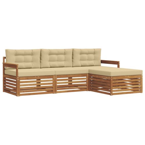 Комплект дивани за открито с възглавница Натурален и Бежов