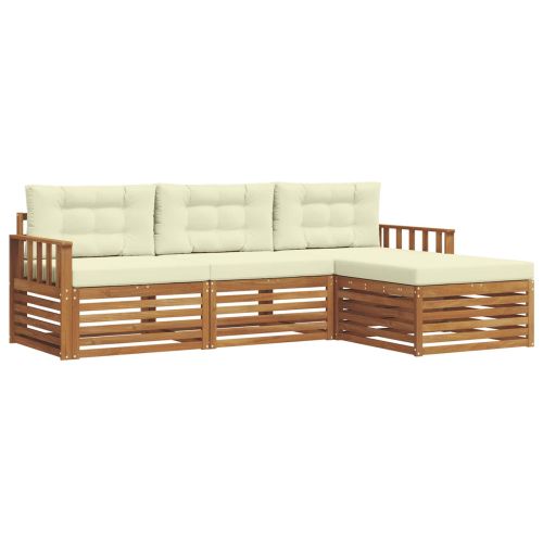 Комплект дивани за открито с възглавница Натурален и Крема