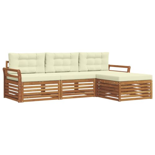 Комплект дивани за открито с възглавница Натурален и Крема