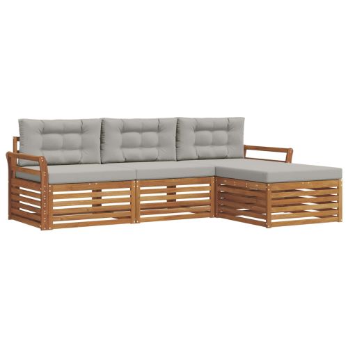 Комплект дивани за открито Естествено и светло сиво