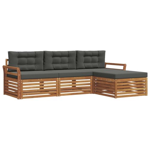 Комплект дивани за открито с възглавница Натурален и Антрацит