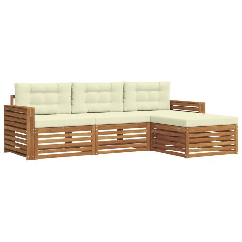 Комплект дивани за открито с възглавница Натурален и Крема