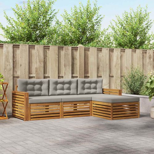 Комплект дивани за открито Естествено и светло сиво