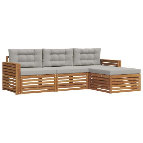 Комплект дивани за открито Естествено и светло сиво