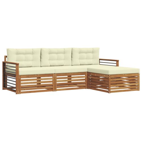 Комплект дивани за открито с възглавница Натурален и Крема