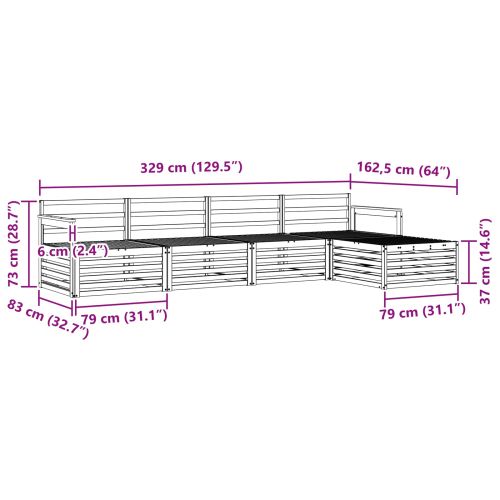 Комплект дивани за открито 5 pcs Естествен